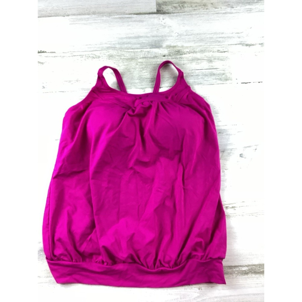 Lands End Women's Size 4 Pink Tankini Swim Bubble Top Cross Cross Straps W/bra